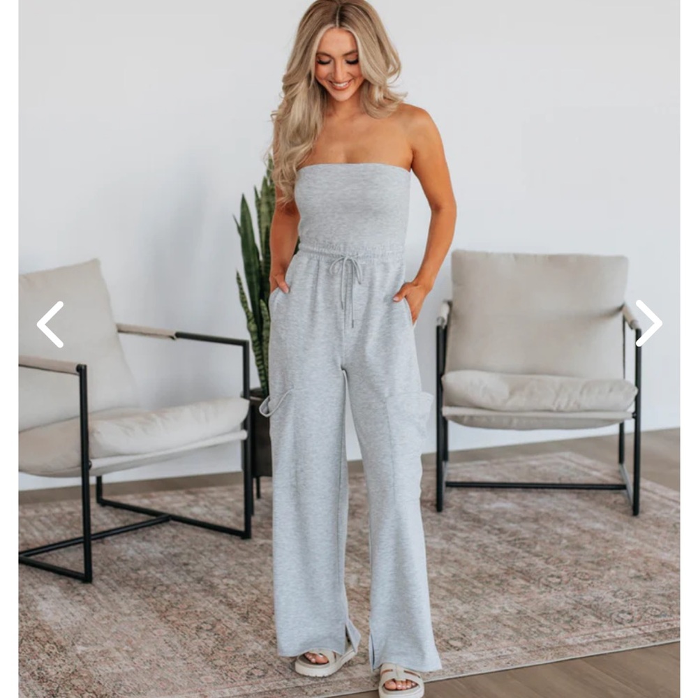 Strapless Light Gray Jumpsuit